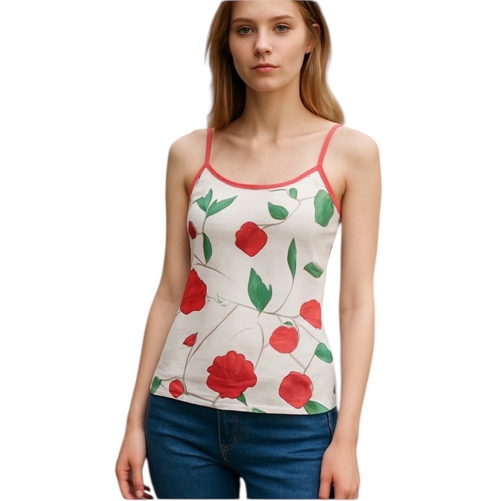 Lululemon Athletica Red White Fitted Tank Top Rare